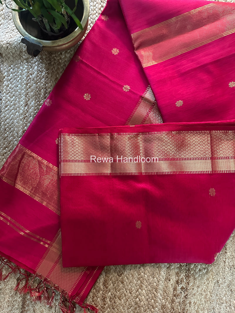 Maheshwari Rani Pink Flower Butti Saree JBS087
