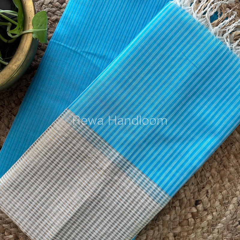 Maheshwari Sky Blue Checks Dress Material CPT30