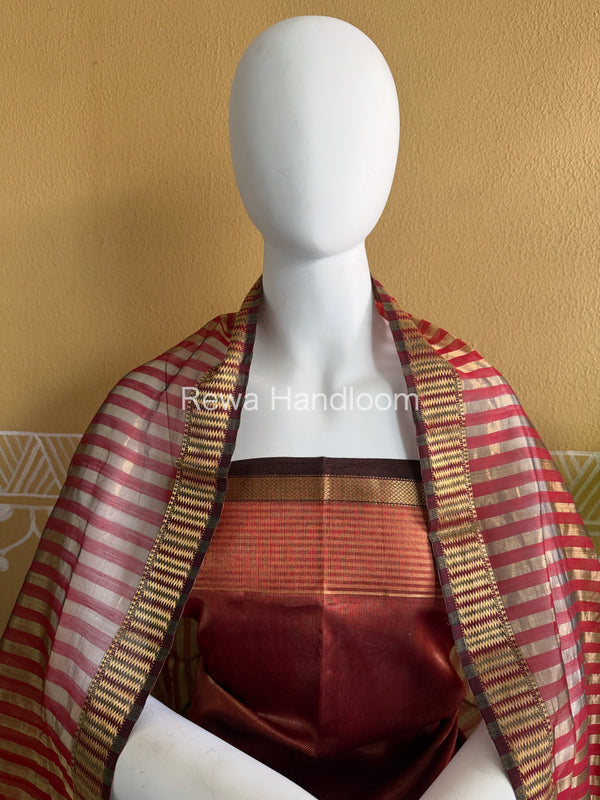 Maheshwari Red Tissue Top Dupatta Sets TBTS107