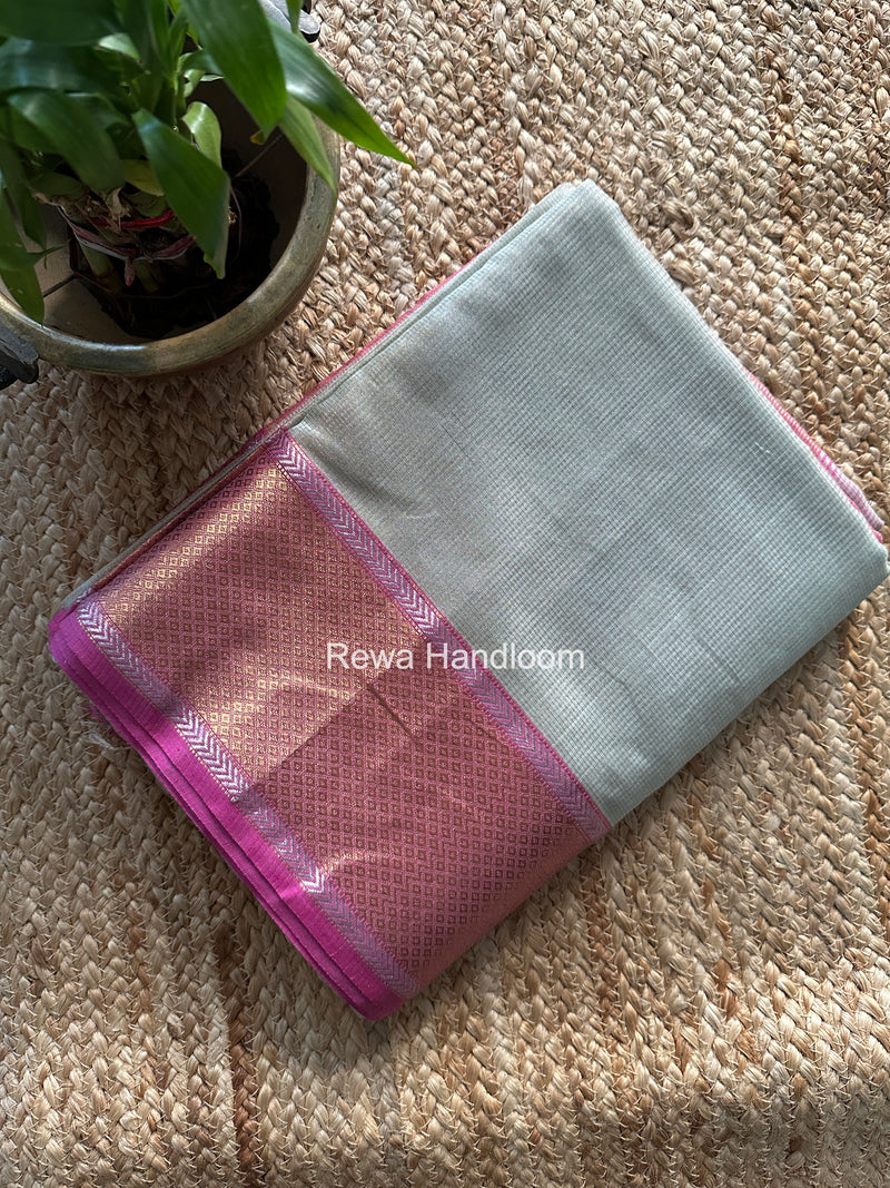 Exclusive Maheshwari Light Pista Green Tissue Silk Saree ZTS0187