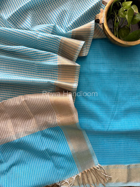 Maheshwari Sky Blue Checks Dress Material CPT30