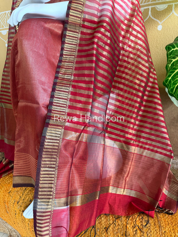Maheshwari Red Tissue Top Dupatta Sets TBTS107