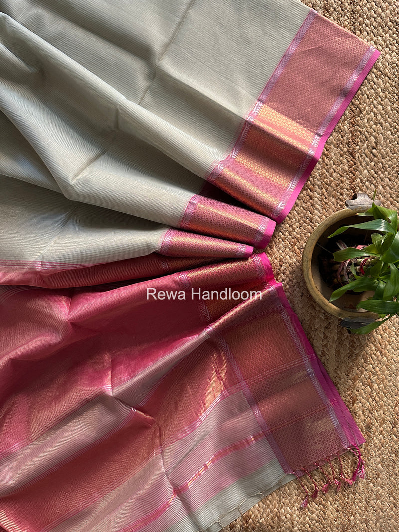 Exclusive Maheshwari Light Pista Green Tissue Silk Saree ZTS0187