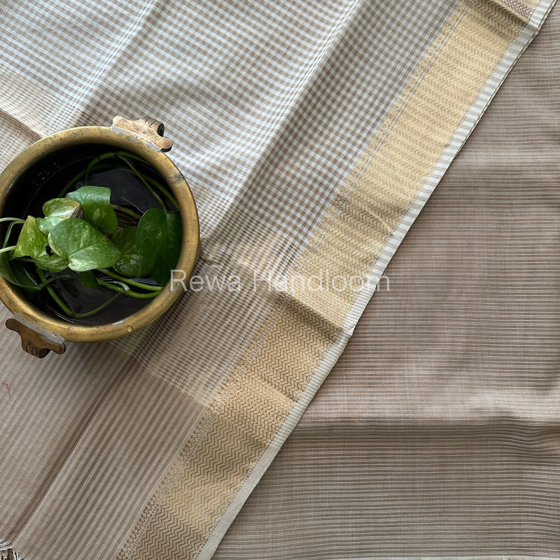 Maheshwari Beige Checks Dress Material-CPT25