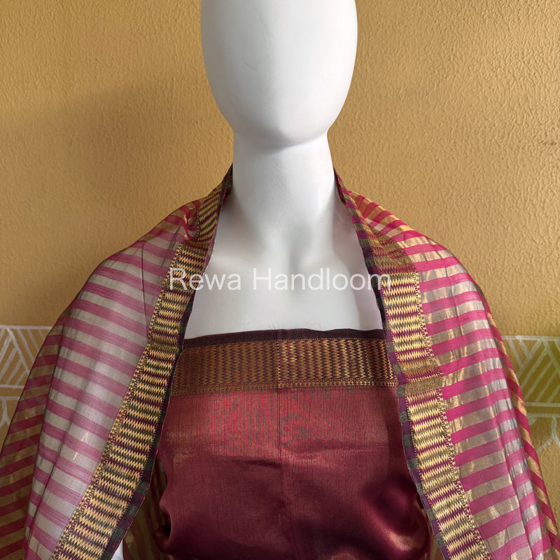 Maheshwari Pink Tissue Top Dupatta Sets TBTS109