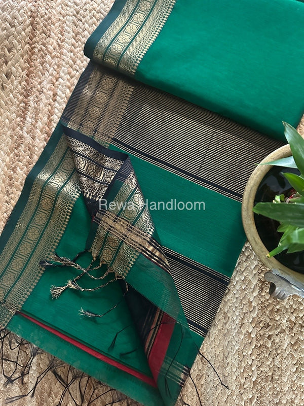 Maheshwari Zari Border Plain Saree