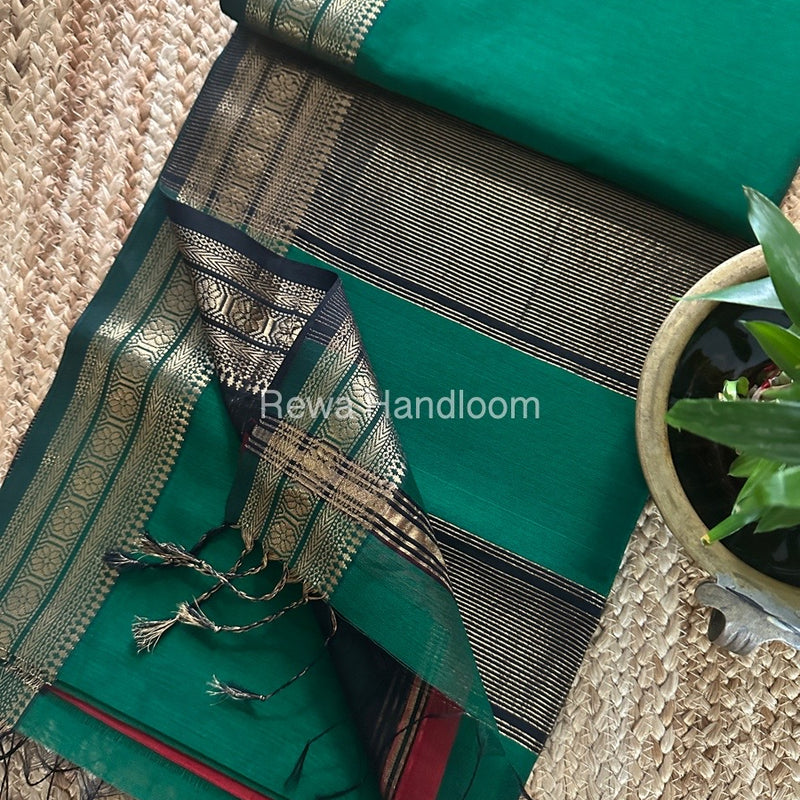 Maheshwari Zari Border Plain Saree