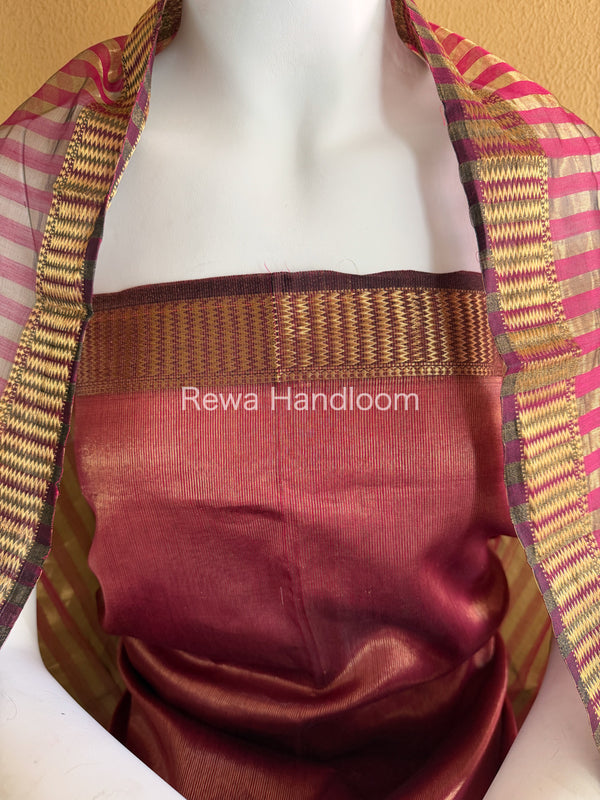 Maheshwari Pink Tissue Top Dupatta Sets TBTS109