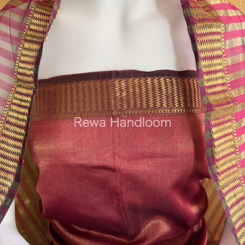Maheshwari Pink Tissue Top Dupatta Sets TBTS109