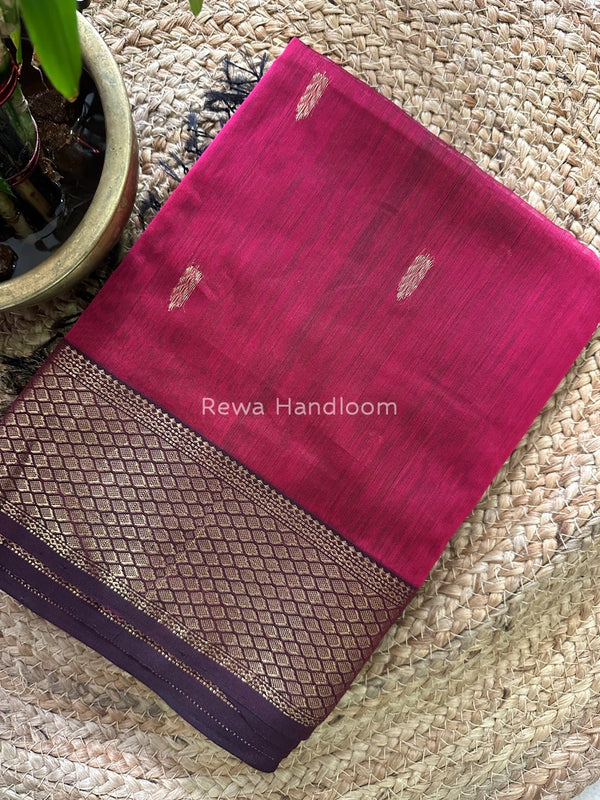 Pink Zari Butti Maheshwari Saree PTB0123