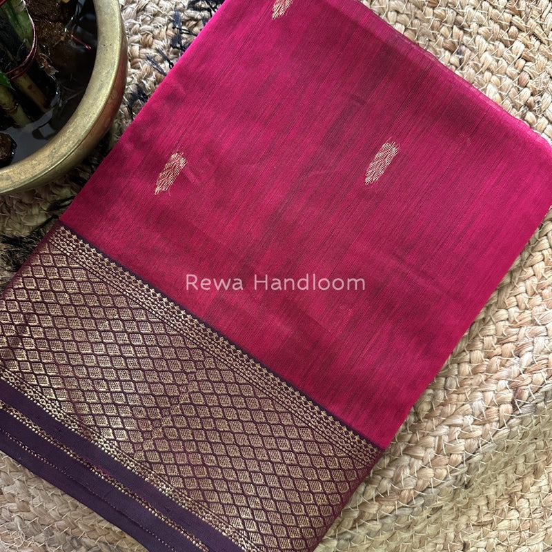 Pink Zari Butti Maheshwari Saree PTB0123