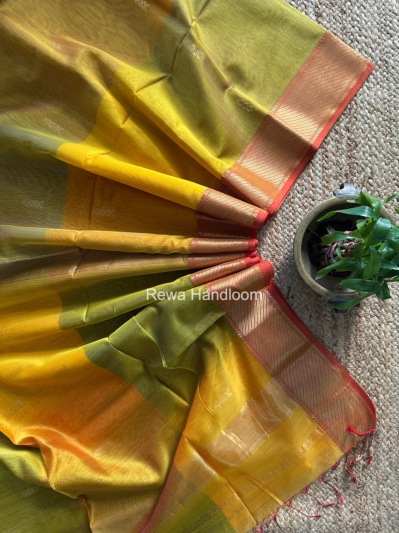 Maheshwari Mustard Shaded Butti Saree SBBS033