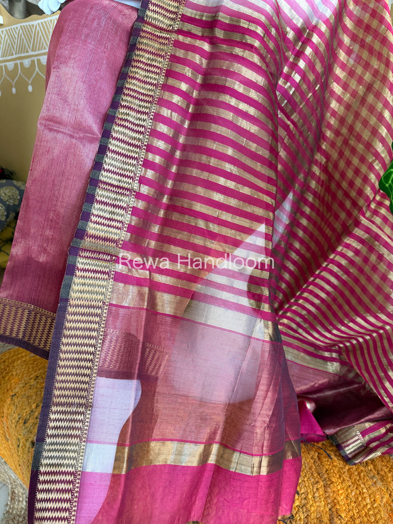 Maheshwari Pink Tissue Top Dupatta Sets TBTS109