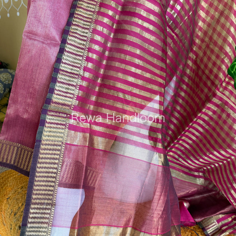 Maheshwari Pink Tissue Top Dupatta Sets TBTS109