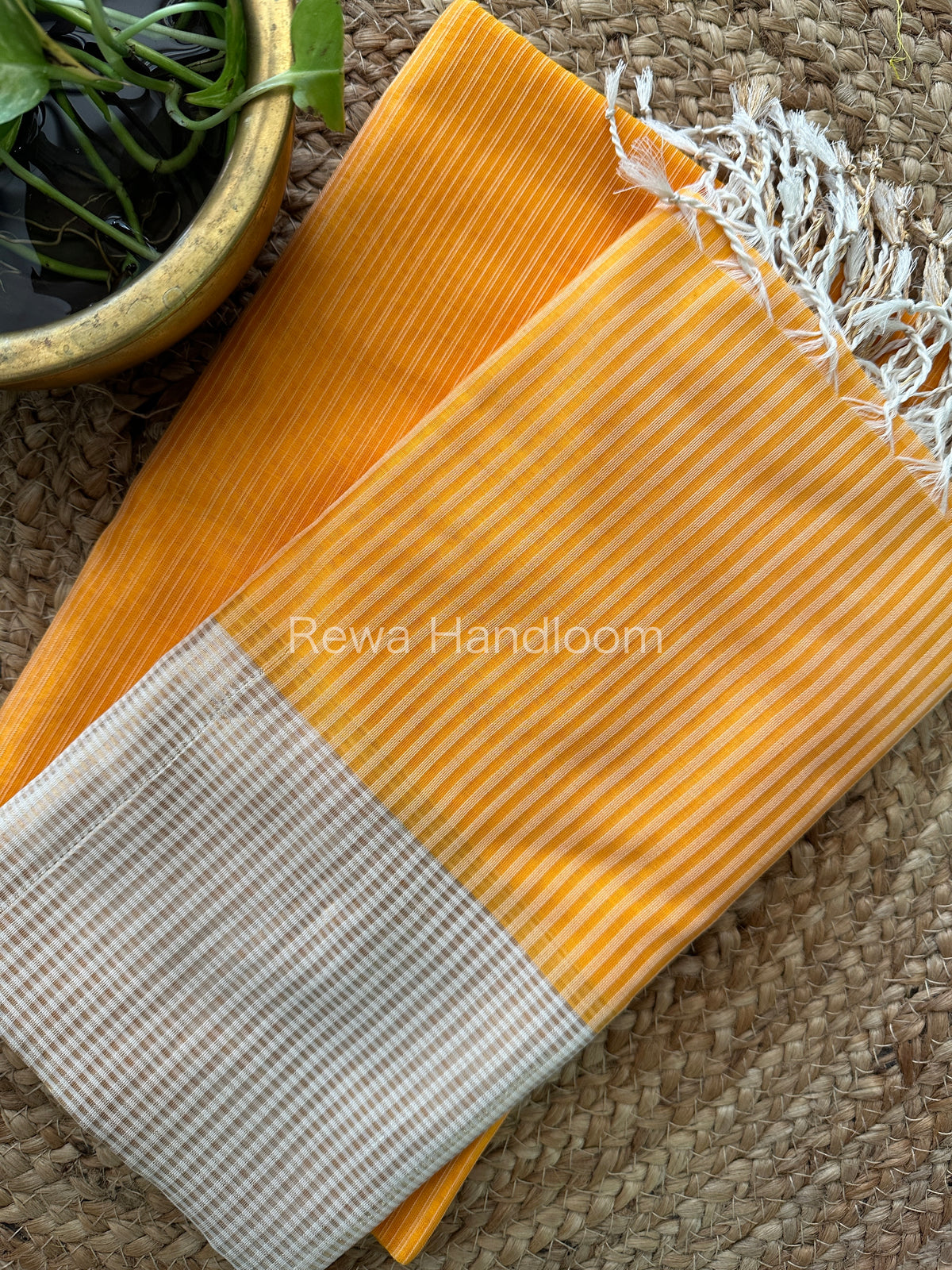 Maheshwari Orange Checks Dress Material-CPT23