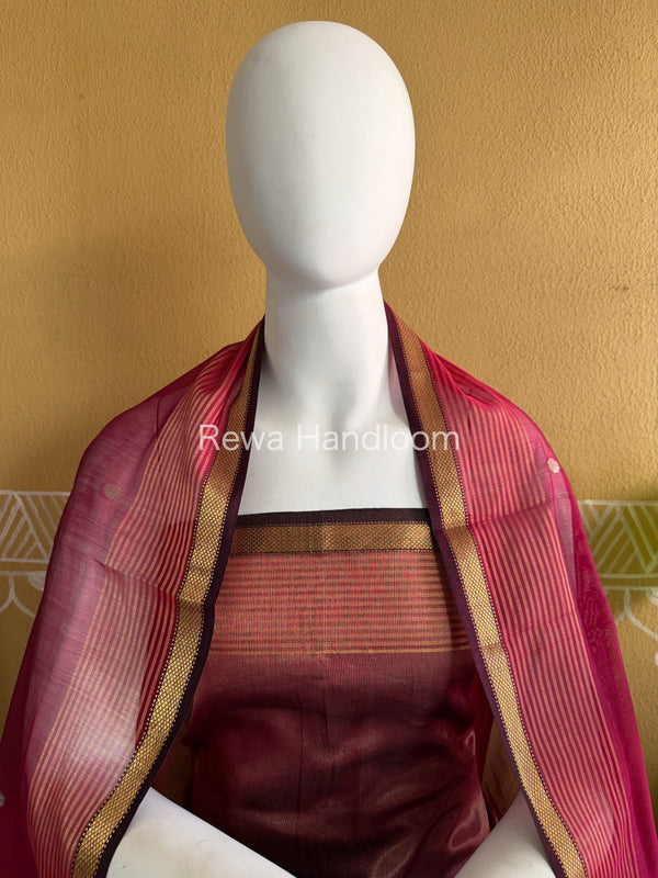 Maheshwari Pink Tissue Top Dupatta Sets TBTS111 Rewa Handloom