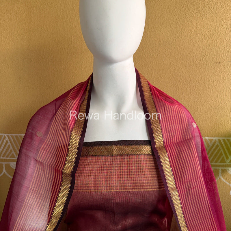 Maheshwari Pink Tissue Top Dupatta Sets TBTS111 Rewa Handloom