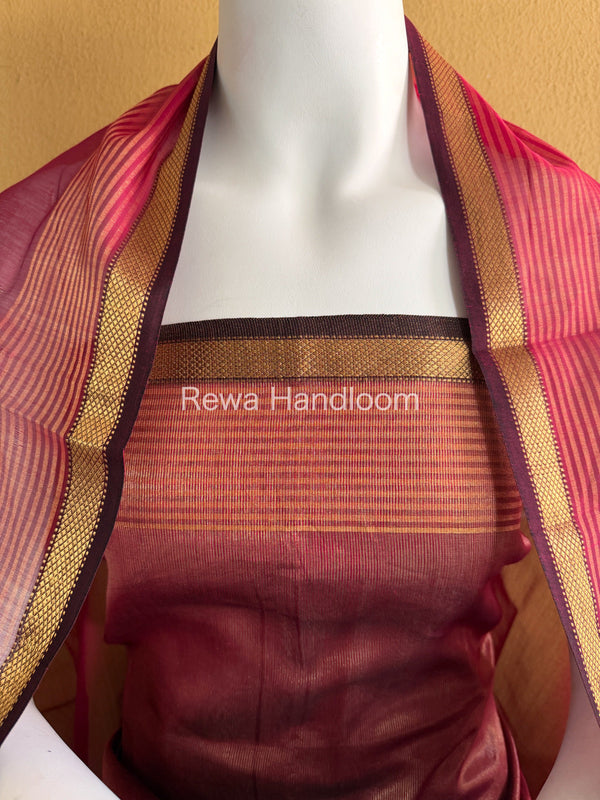 Maheshwari Pink Tissue Top Dupatta Sets TBTS111 Rewa Handloom