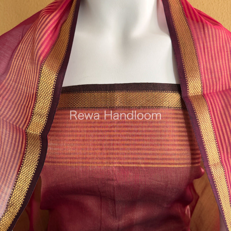 Maheshwari Pink Tissue Top Dupatta Sets TBTS111 Rewa Handloom