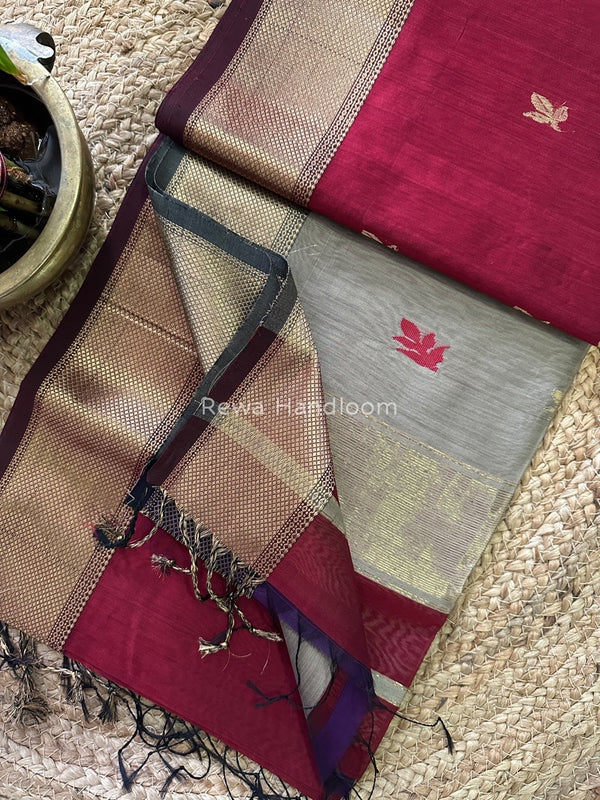 Butta Butti Zari Border Maheshwari Saree