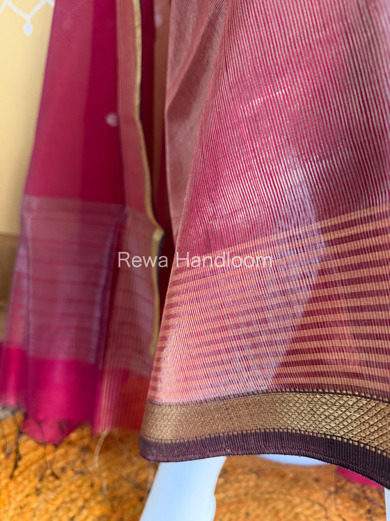 Maheshwari Pink Tissue Top Dupatta Sets TBTS111 Rewa Handloom