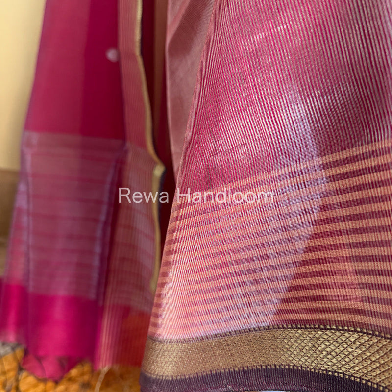 Maheshwari Pink Tissue Top Dupatta Sets TBTS111 Rewa Handloom