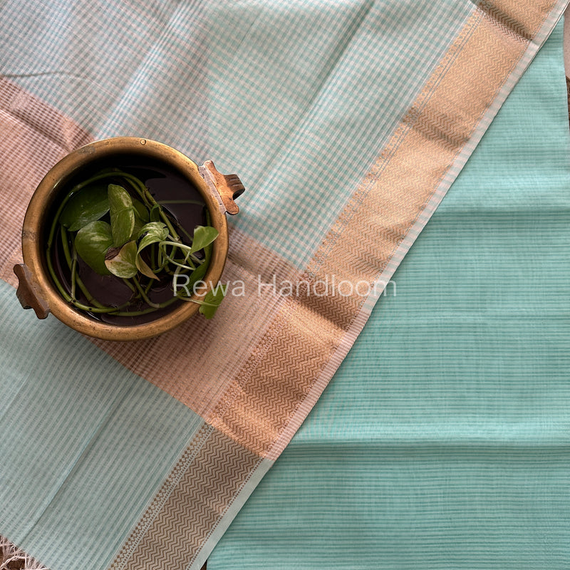 Maheshwari Light Green Checks Dress Material CPT22