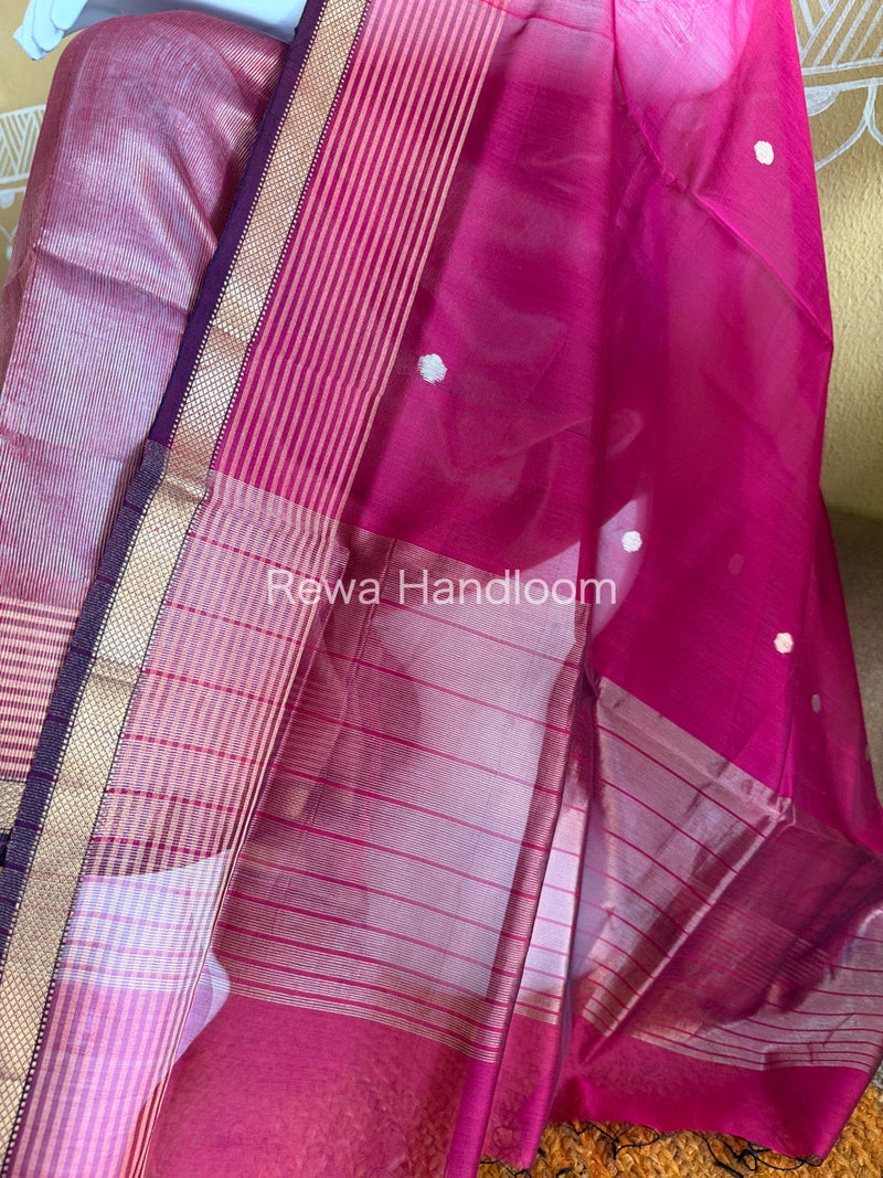 Maheshwari Pink Tissue Top Dupatta Sets TBTS111 Rewa Handloom