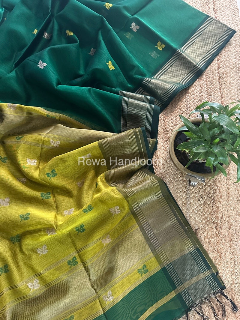 Maheshwari Green Resham Thread Butti Saree RBS81