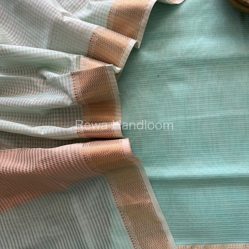 Maheshwari Light Green Checks Dress Material CPT22
