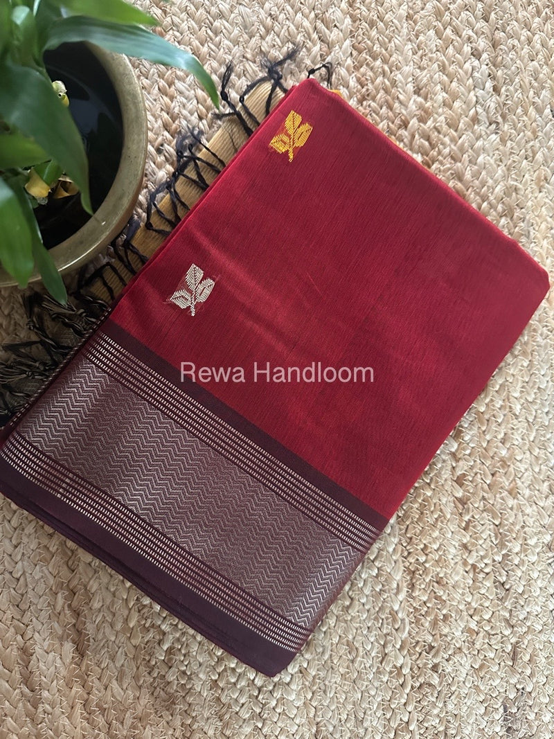 Maheshwari Maroon Resham Thread Butti Saree RBS82