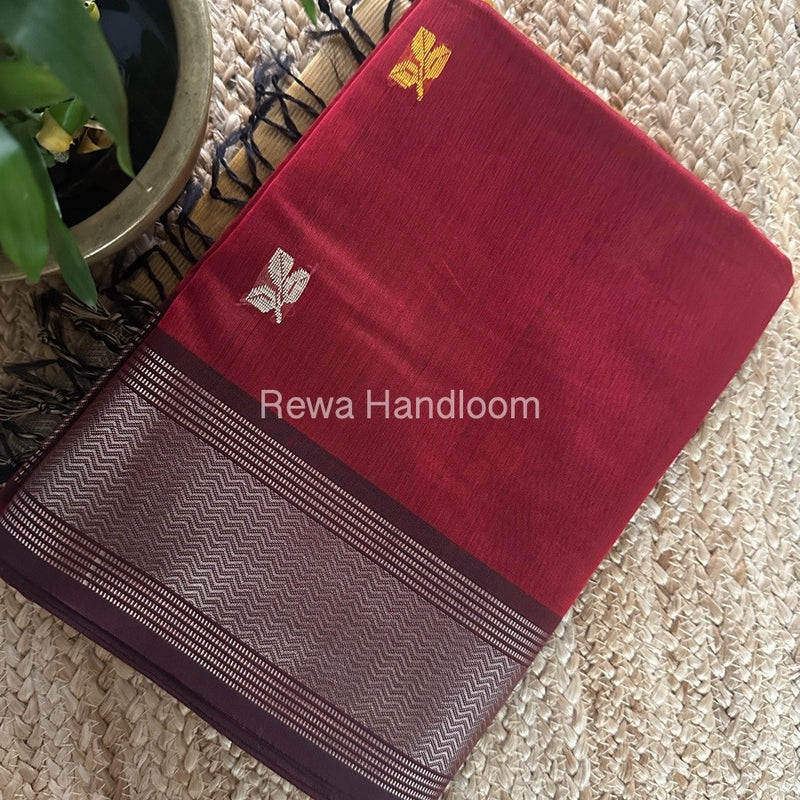 Maheshwari Maroon Resham Thread Butti Saree RBS82