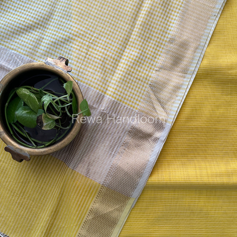 Maheshwari Yellow Checks Dress Material CPT21