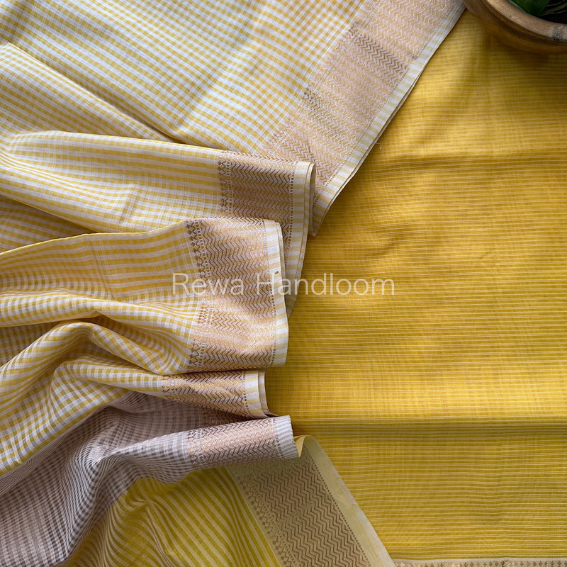 Maheshwari Yellow Checks Dress Material CPT21