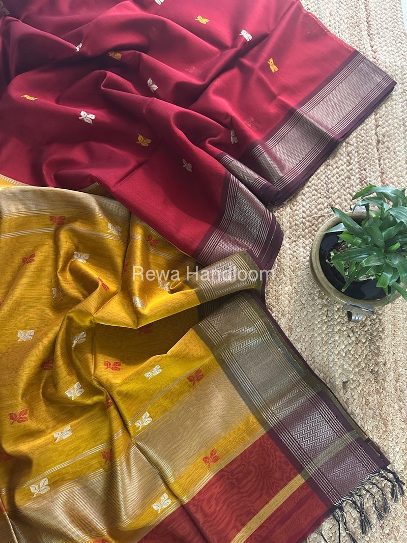 Maheshwari Maroon Resham Thread Butti Saree RBS82