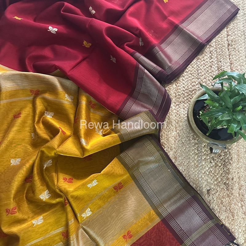 Maheshwari Maroon Resham Thread Butti Saree RBS82