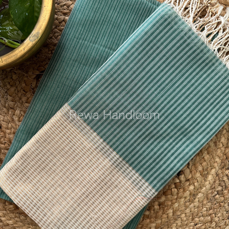 Maheshwari Aqua Green Checks Dress Material CPT20