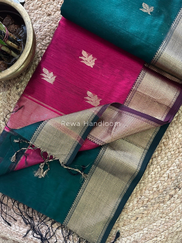 Butta Butti Zari Border Maheshwari Saree