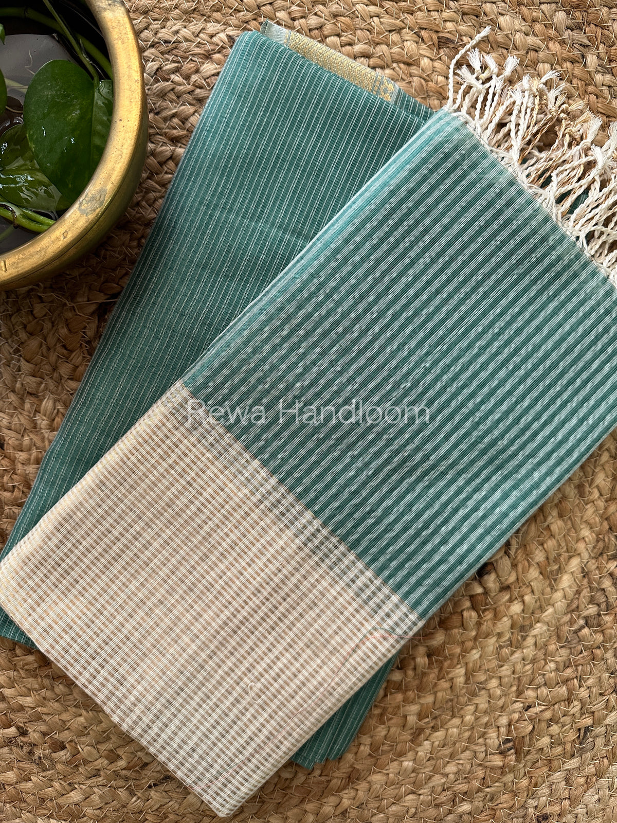 Maheshwari Aqua Green Checks Dress Material-CPT20