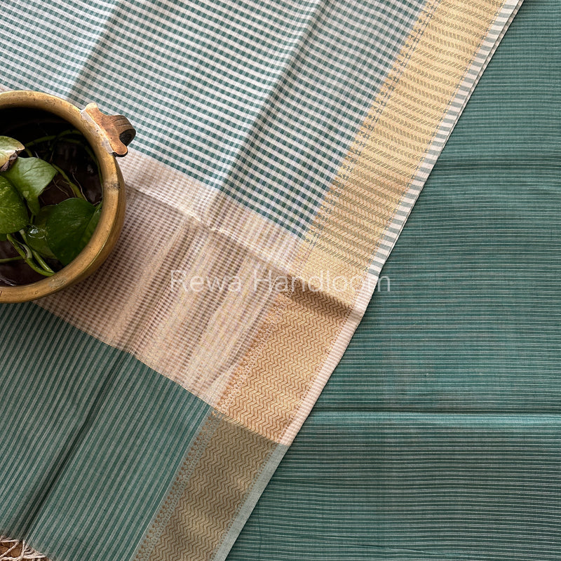 Maheshwari Aqua Green Checks Dress Material CPT20