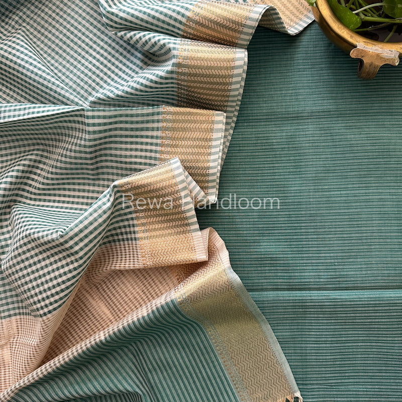 Maheshwari Aqua Green Checks Dress Material CPT20