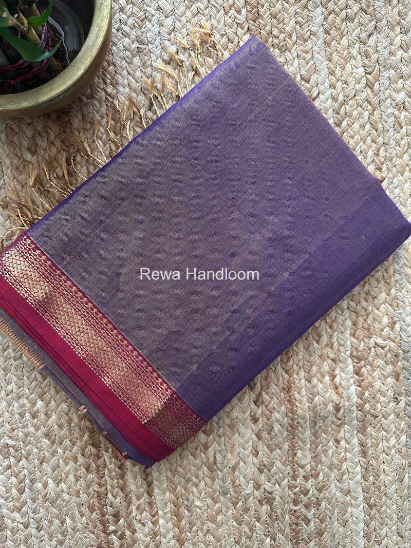Maheshwari Purple Tissue Silk Saree TB035