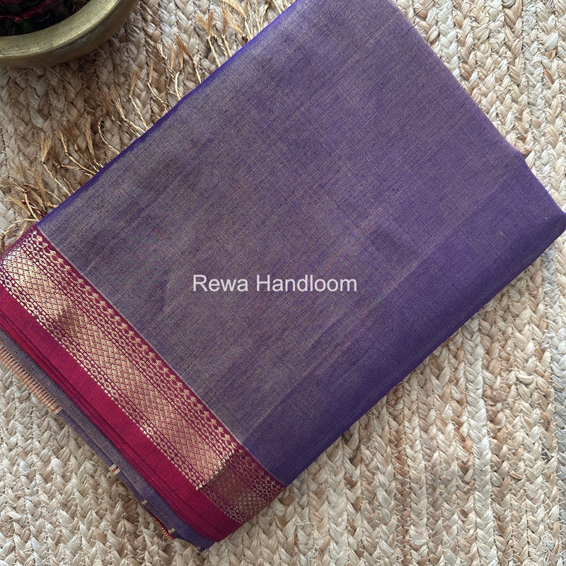 Maheshwari Purple Tissue Silk Saree TB035