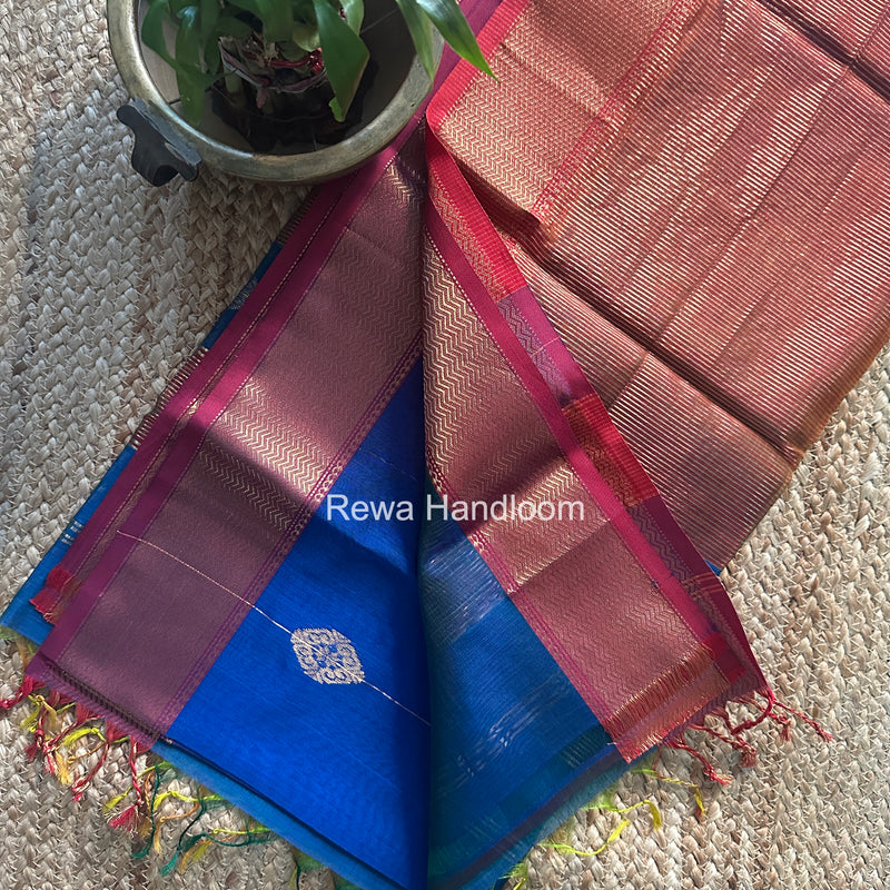 Maheshwari Royal Blue Shaded Butta Saree BLSS041