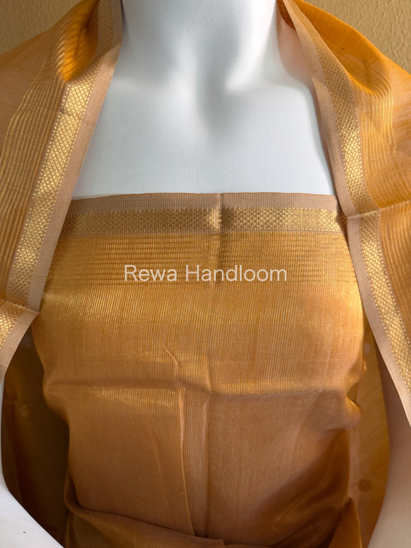 Maheshwari Turmeric Yellow Tissue Dress Material TTD07