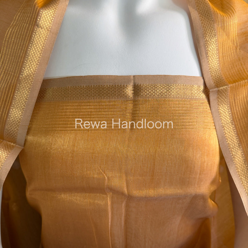 Maheshwari Turmeric Yellow Tissue Dress Material TTD07