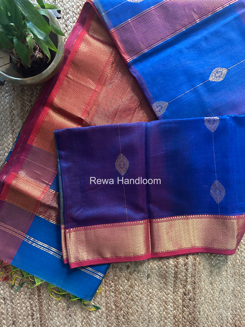 Maheshwari Royal Blue Shaded Butta Saree BLSS041