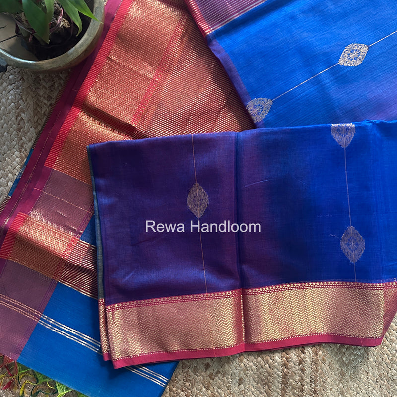 Maheshwari Royal Blue Shaded Butta Saree BLSS041