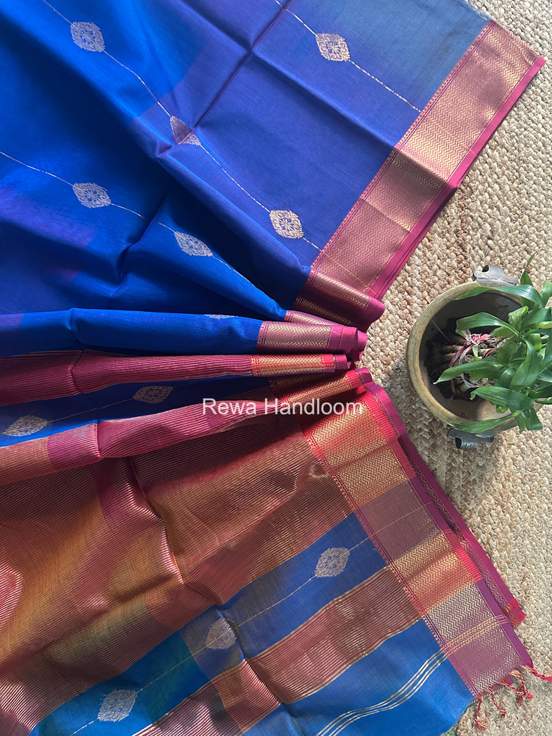 Maheshwari Royal Blue Shaded Butta Saree BLSS041
