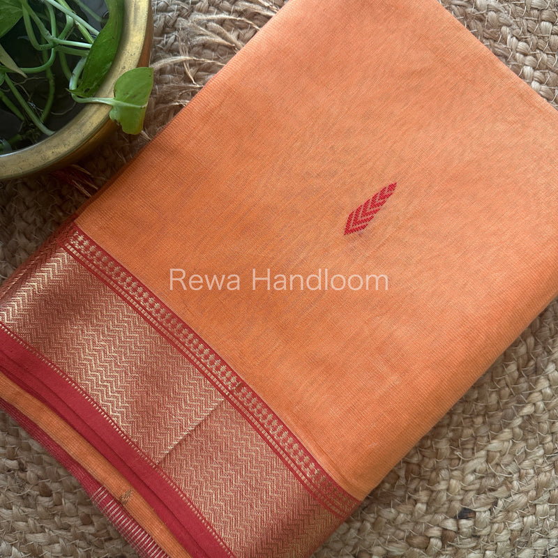 Maheshwari Peach Tissue Butti Saree TBS003
